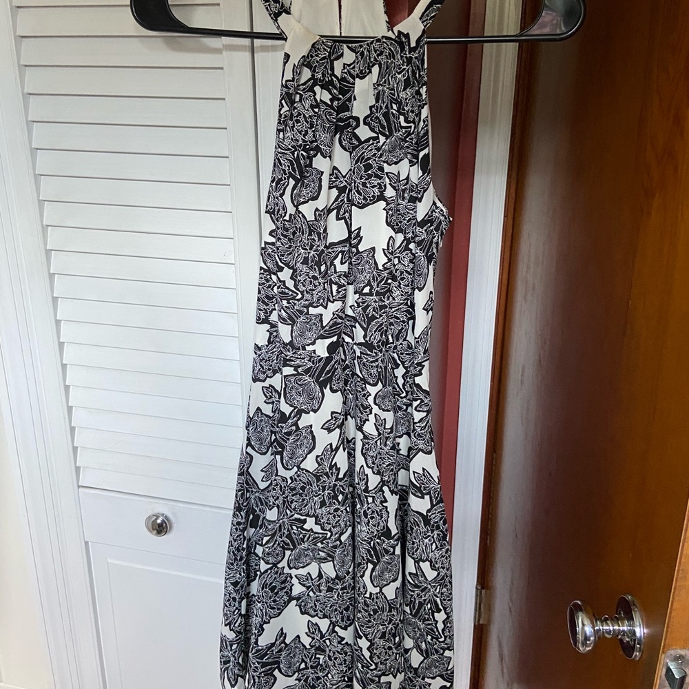 EXPRESS High-Neck Halter Fit&Flare Midi Dress